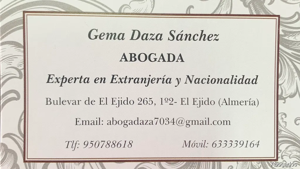ABOGADA EXTRANJERIA Gema Daza Sánchez